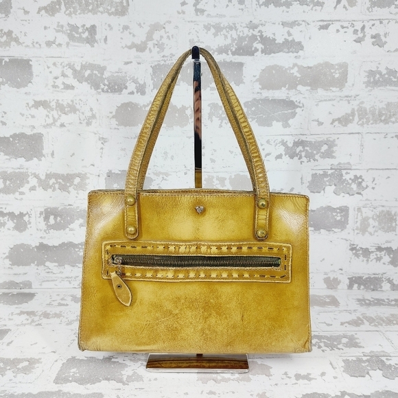 Jean Fogel Leather Tan/Gold Outside Zip Pocket Handbag 1008 - Picture 1 of 12